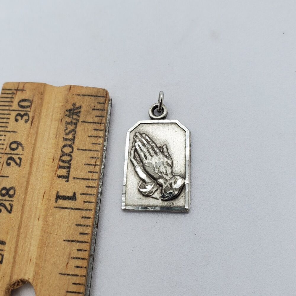 Sterling Silver Praying Hands Prayer Pendant or Charm 925